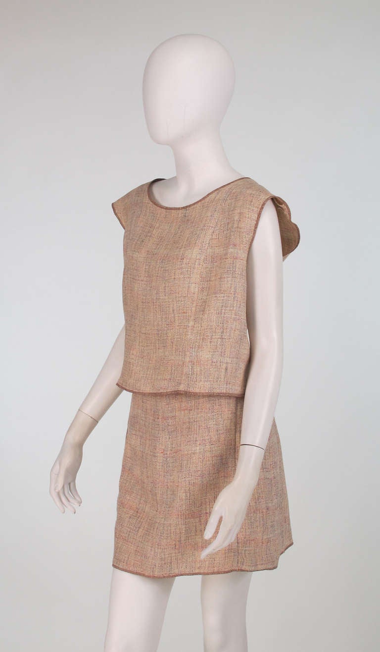 Chanel linen tweed skirt & top In Excellent Condition In West Palm Beach, FL