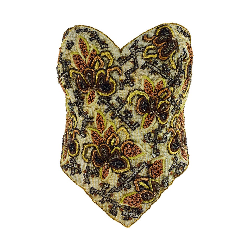 Helene Gainville, Paris hand embroidered Bustier For Sale at 1stDibs