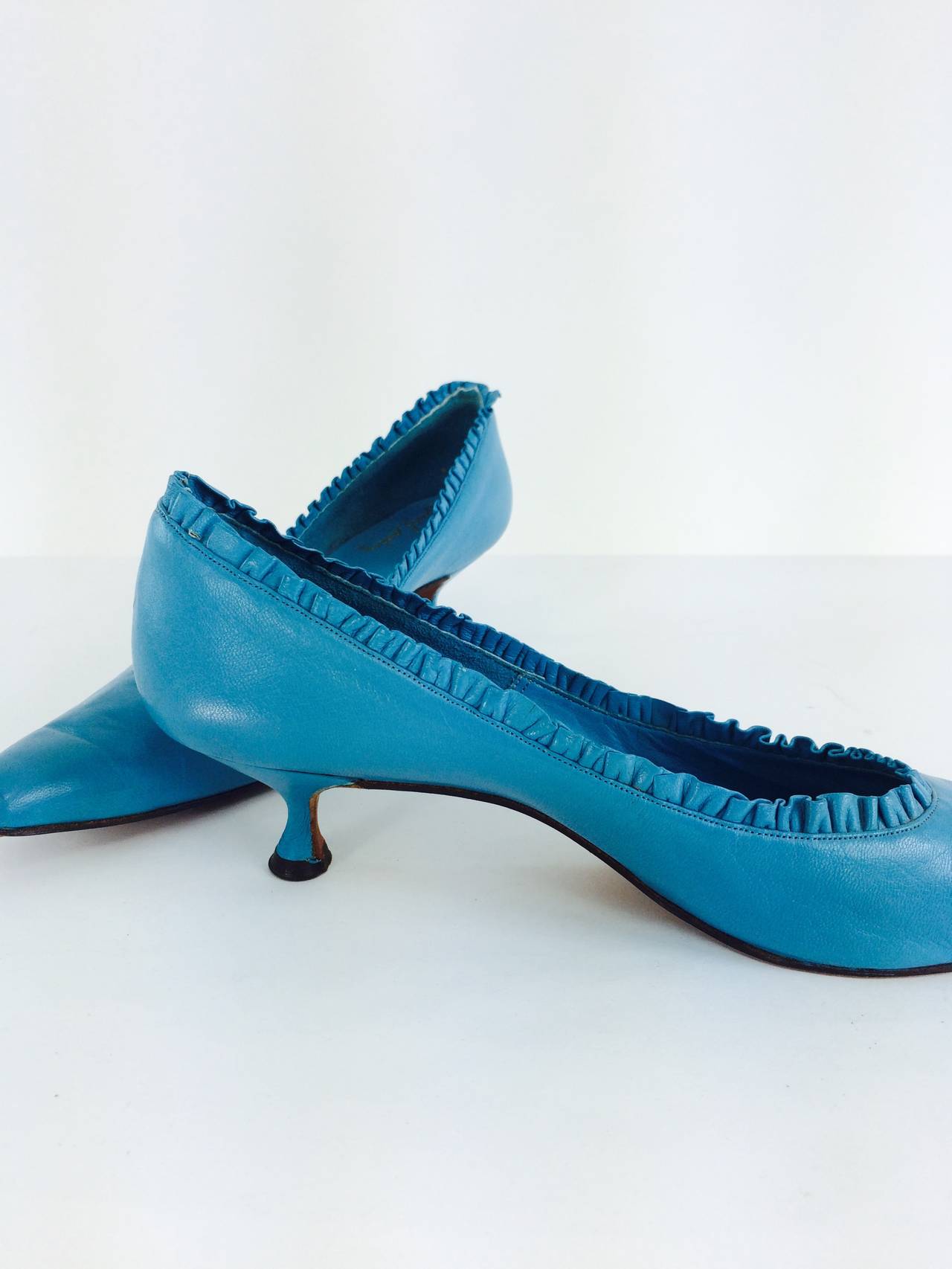 Margaret Jerrold turquoise Louis heel pumps 8 1/2 N unworn 1960s at ...