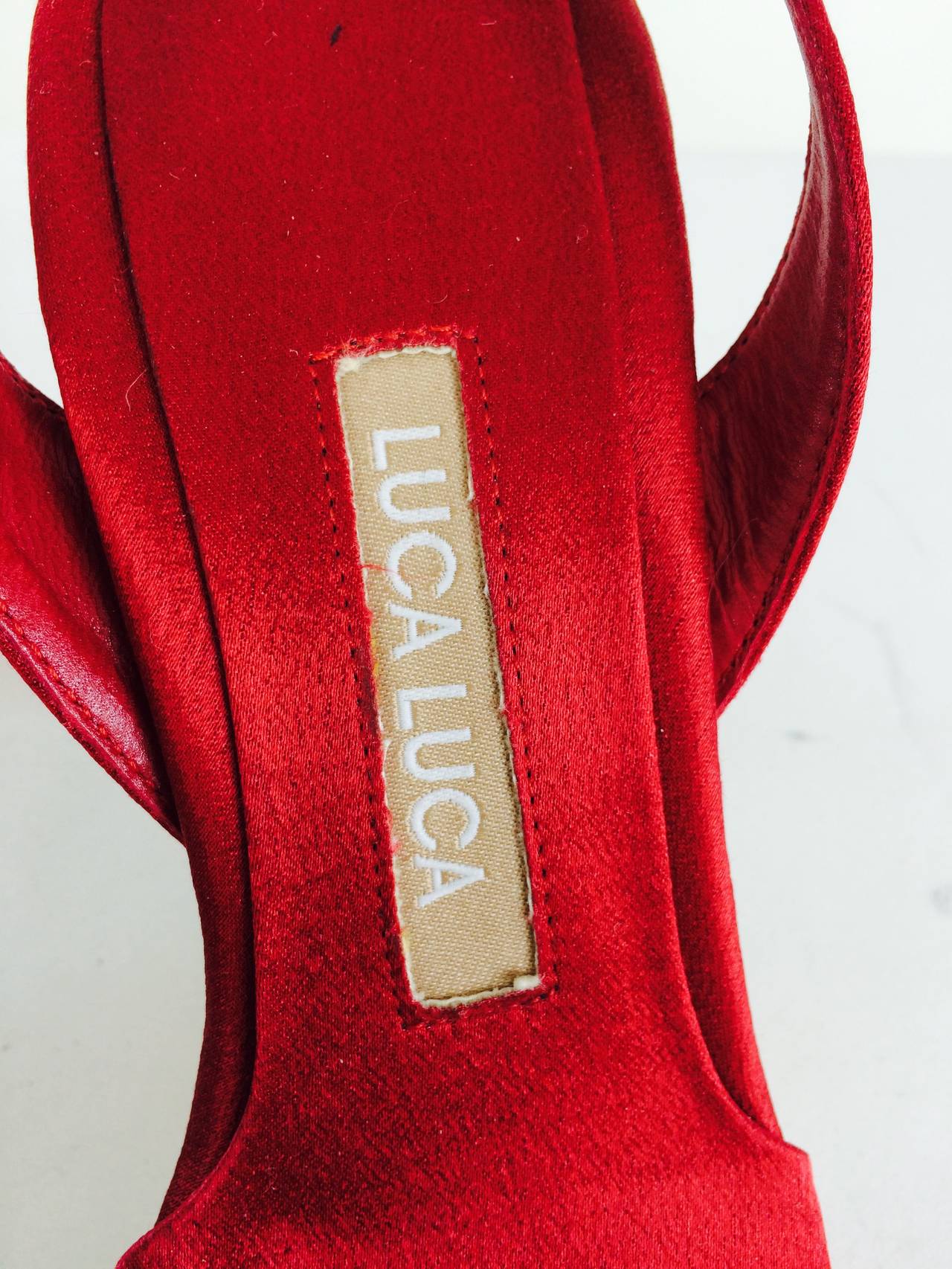 red silk heels