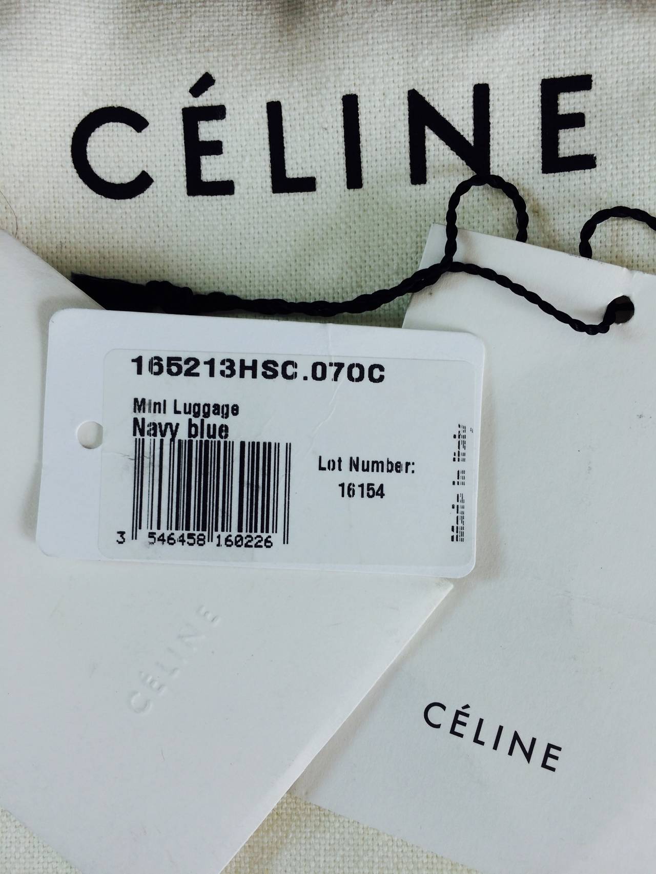 Celine mini luggage tote in navy blue smooth leather 4