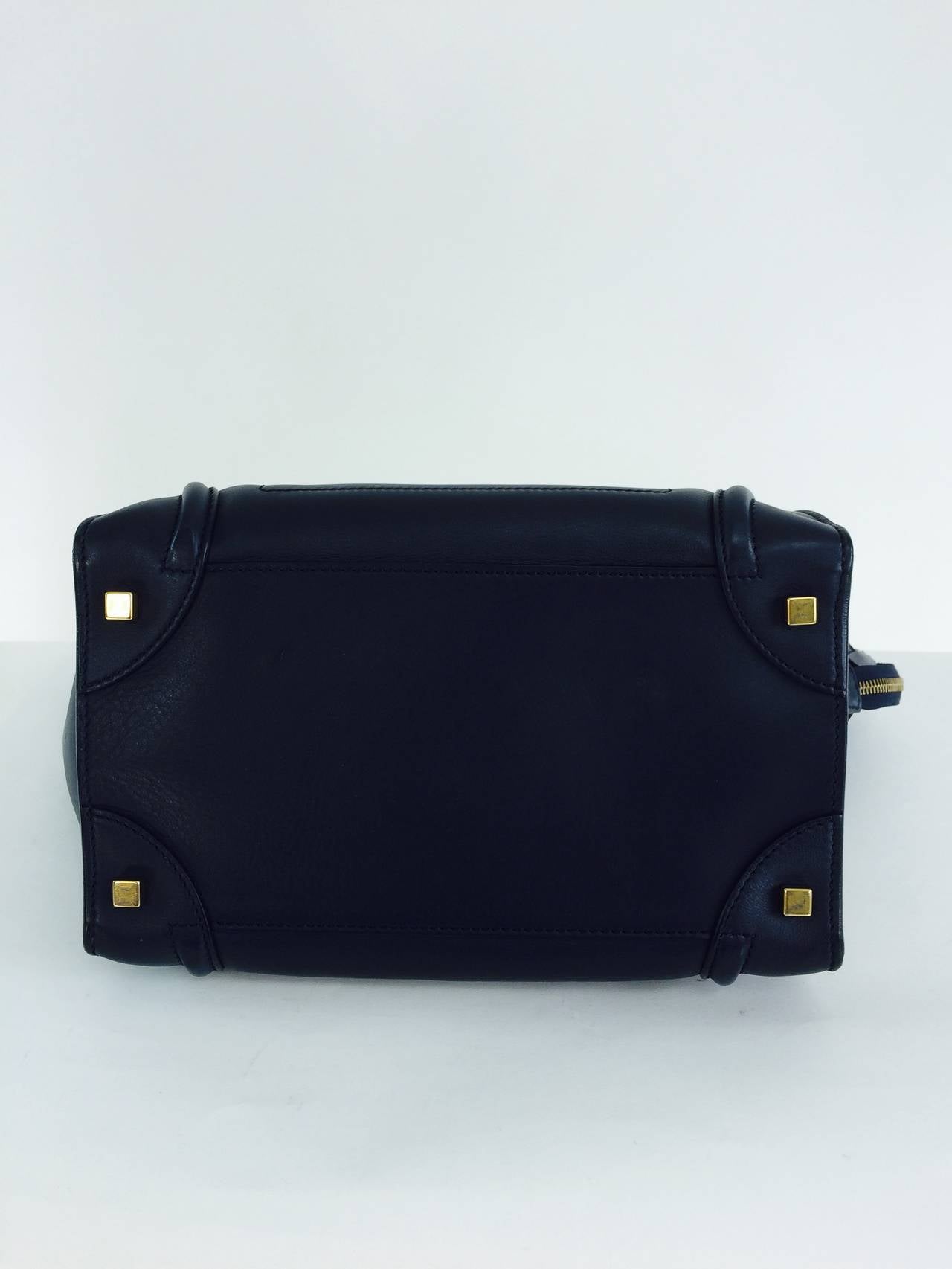Celine mini luggage tote in navy blue smooth leather 1