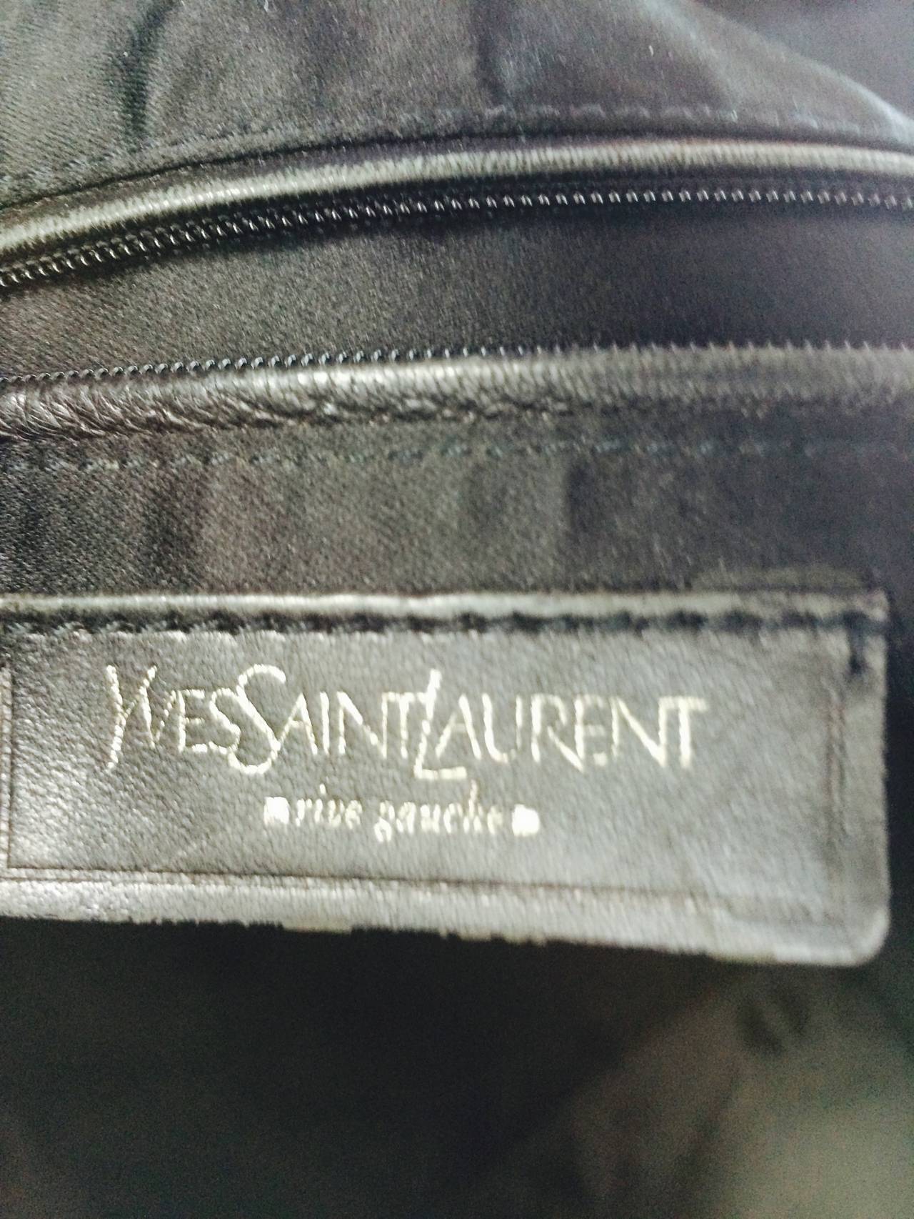 YSL Yves St Laurent black canvas & leather tote bag 2