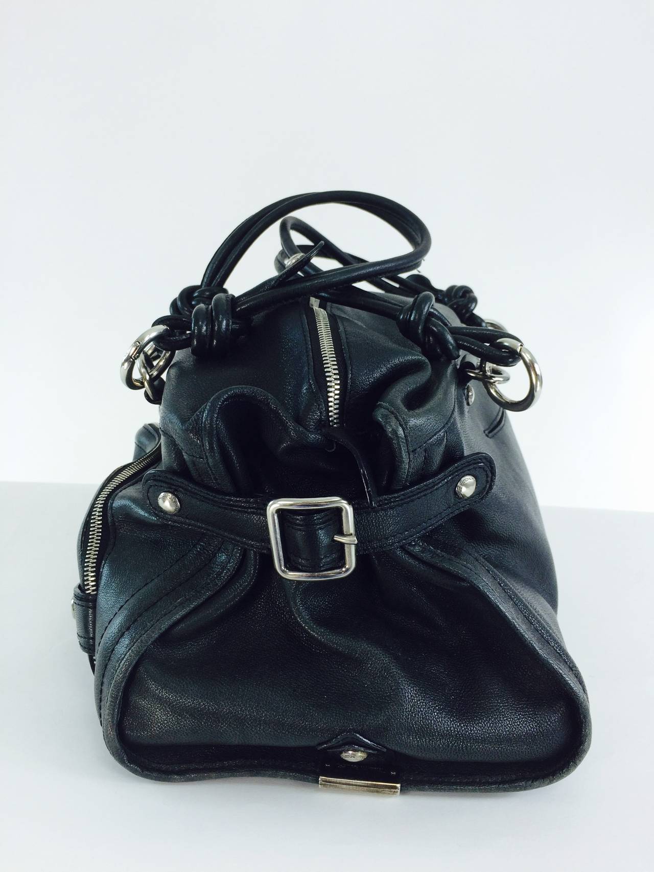 Costume National black leather double handle satchel handbag For Sale at 1stdibs