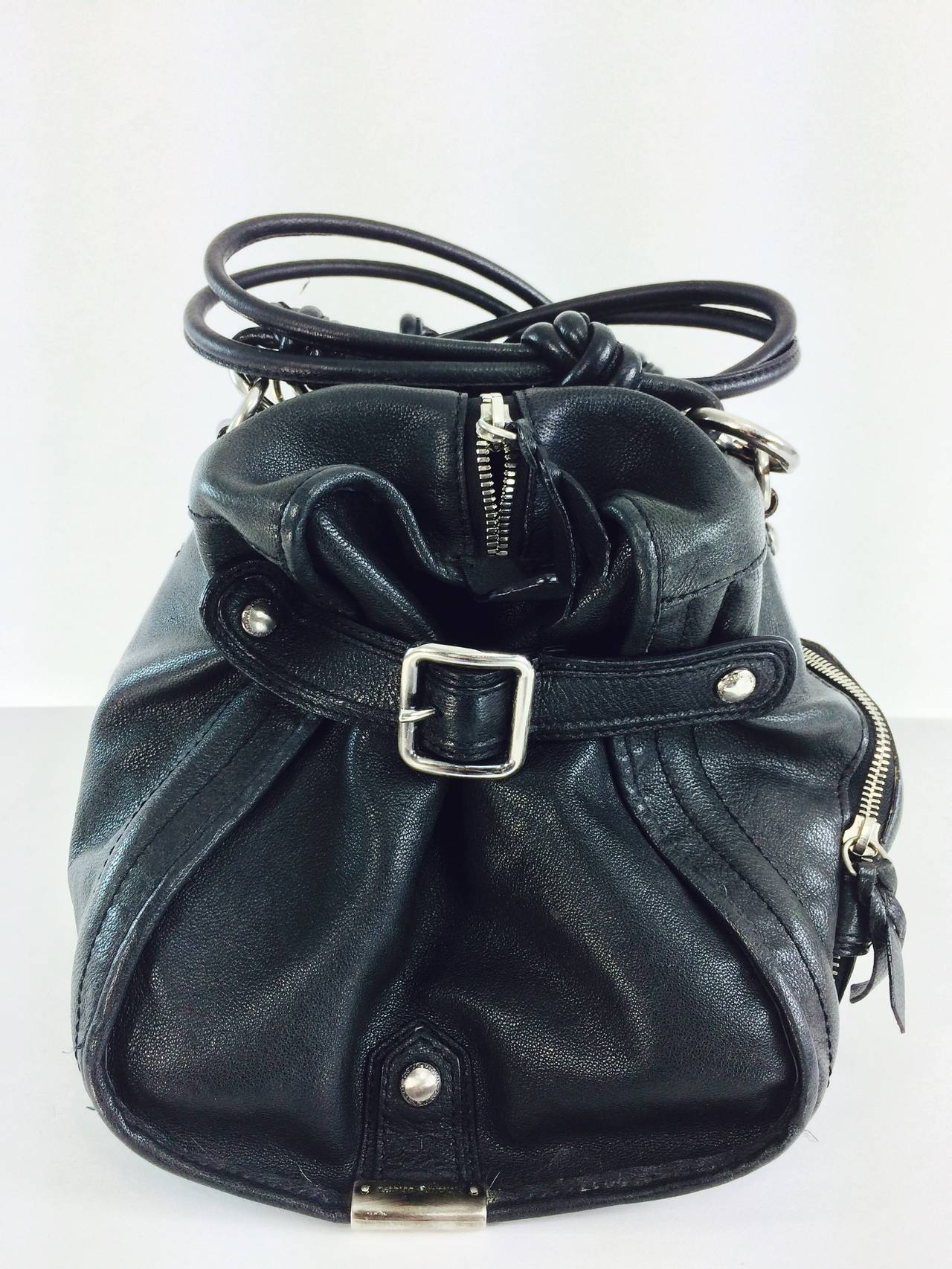 Costume National black leather double handle satchel handbag For Sale at 1stdibs