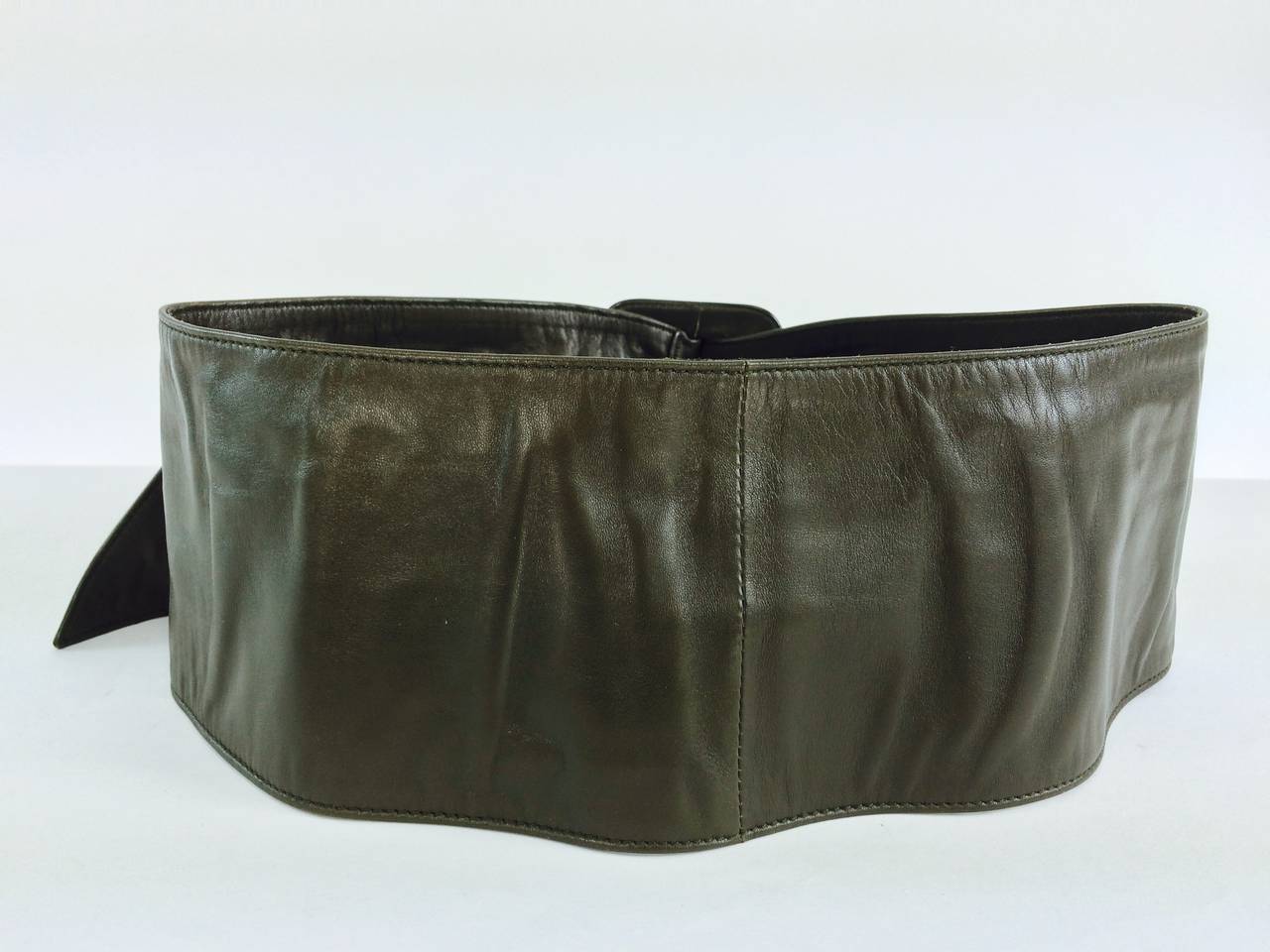 Black Prada buttery soft wide leather contour belt 36