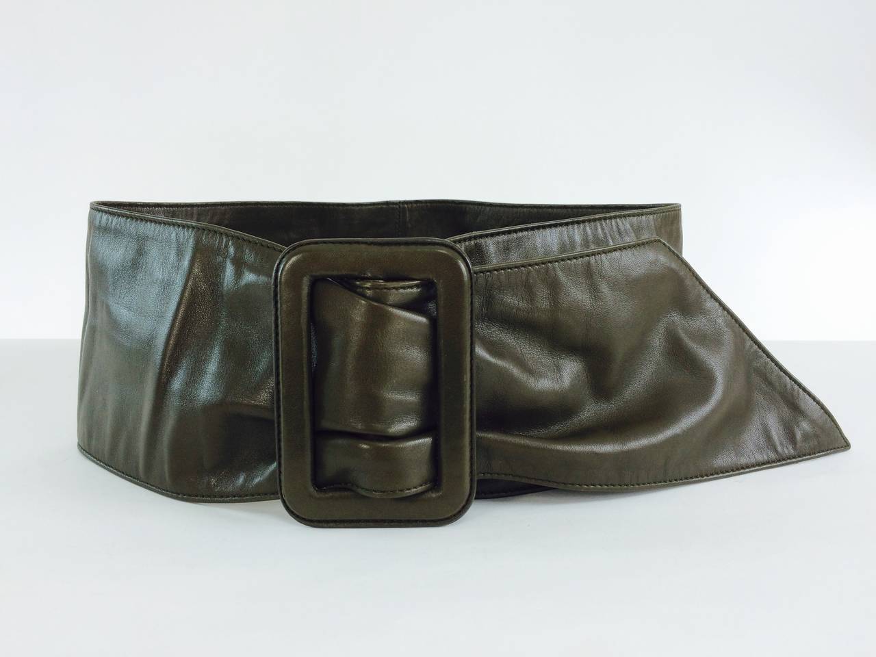 Prada buttery soft wide leather contour belt 36 1