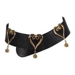 1980s Moschino Redwall leather hearts belt
