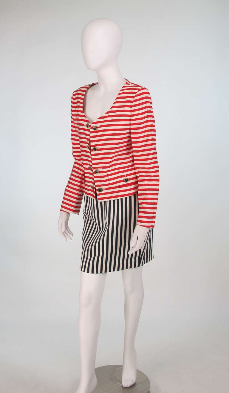 black and white stripe skirt