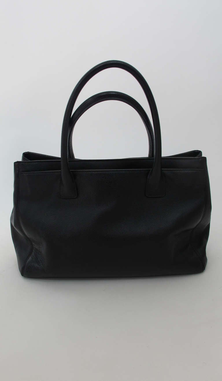 Women's Chanel original style Cerf black caviar leather tote bag
