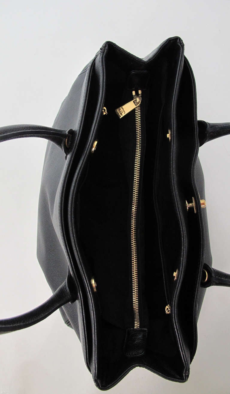 Chanel original style Cerf black caviar leather tote bag 1