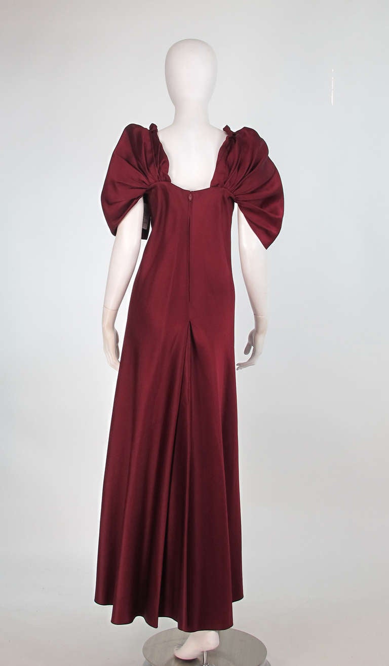 Women's 1960s Stavropoulos garnet silk renaissance inspired evening gown