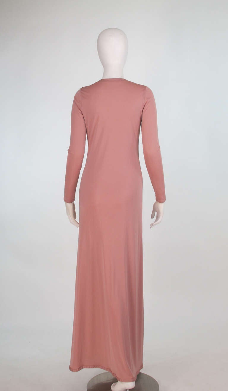 1970s John Kloss nude plunge front at home gown 1