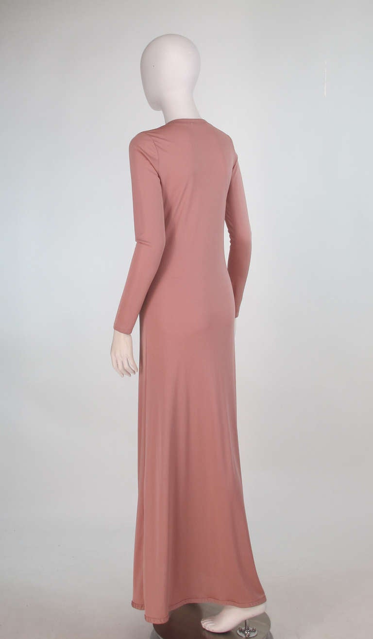 1970s John Kloss nude plunge front at home gown 2
