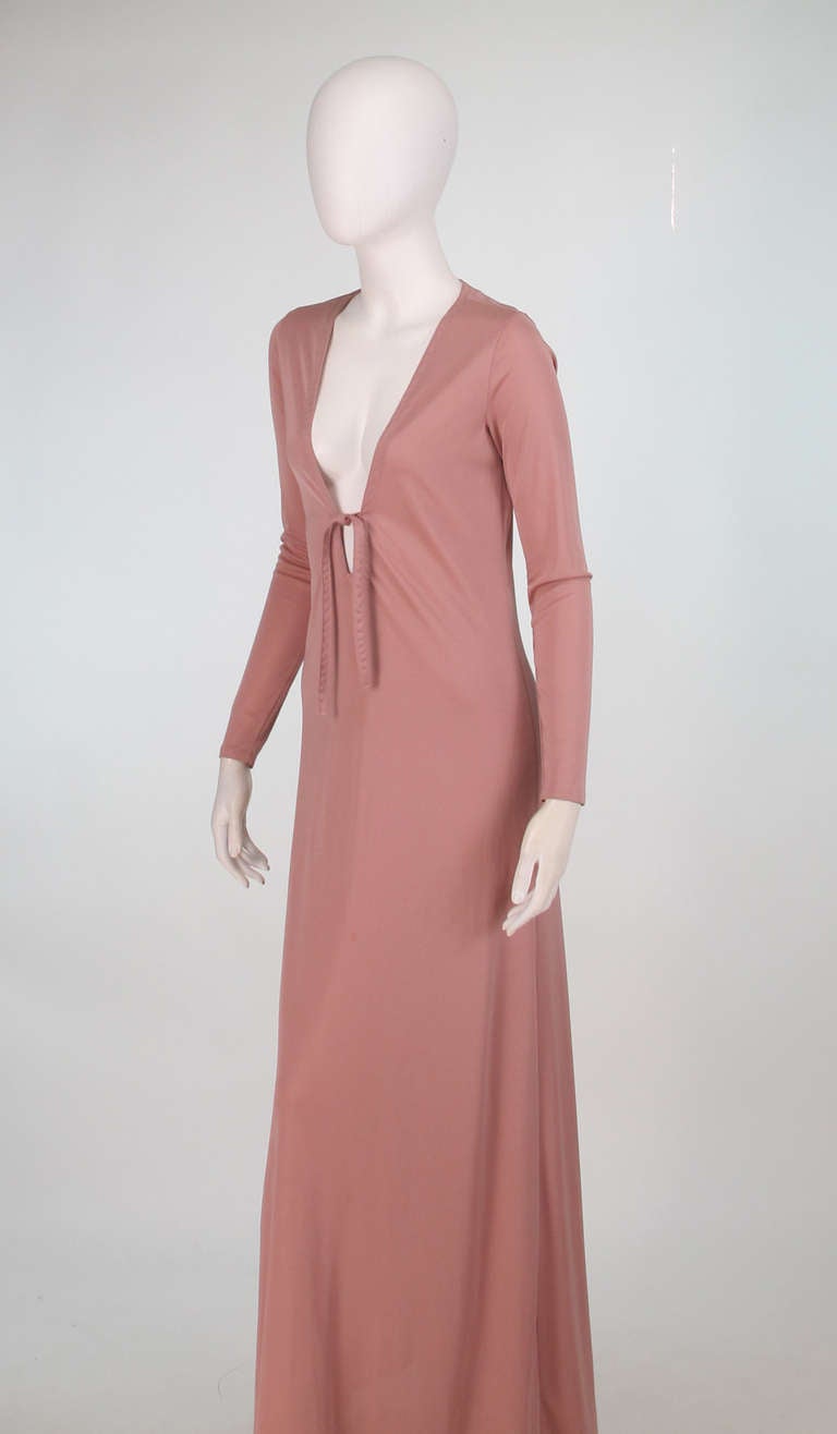 1970s John Kloss nude plunge front at home gown 4