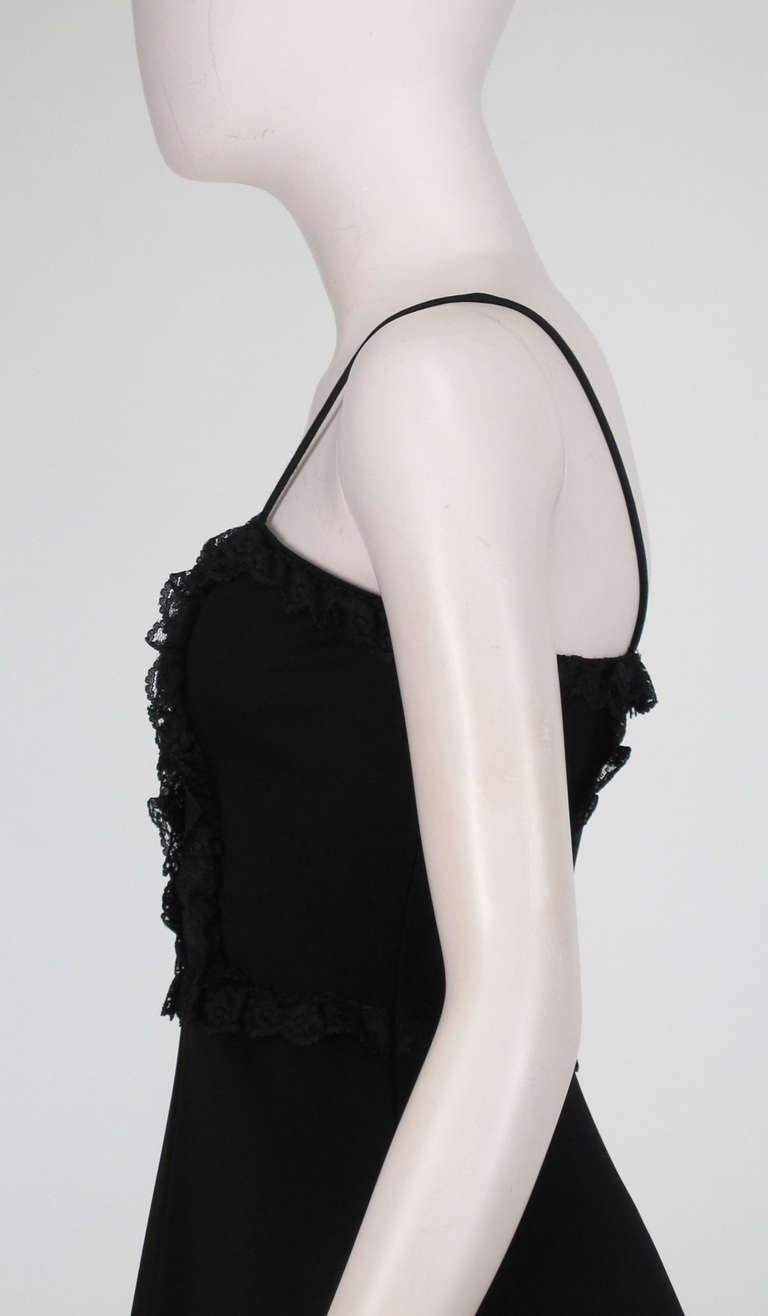 1970s Clovis Ruffin Ruffinwear black jersey camisole bodice maxi dress ...