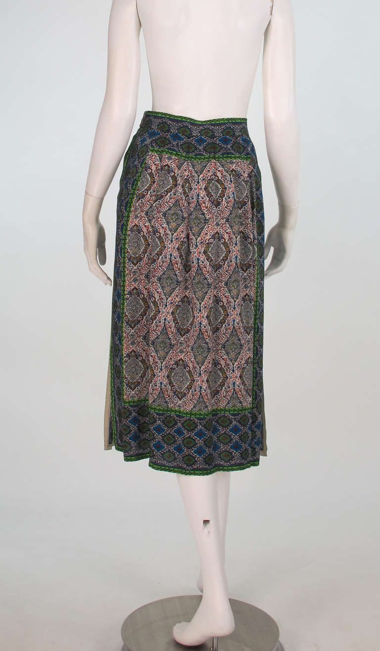 1960s J.Tiktiner mix silk print tabbard skirt 1