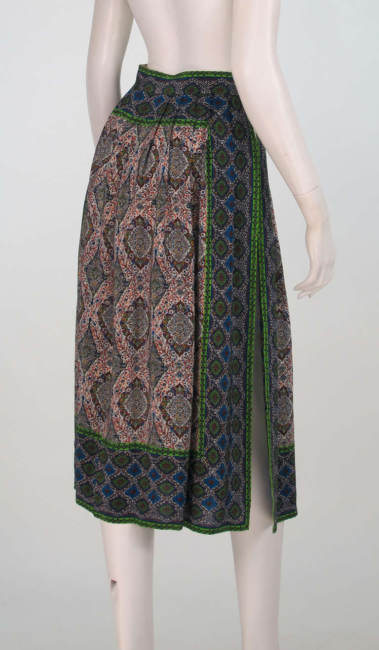 1960s J.Tiktiner mix silk print tabbard skirt 2