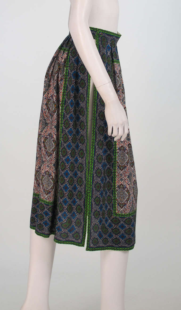 1960s J.Tiktiner mix silk print tabbard skirt 3