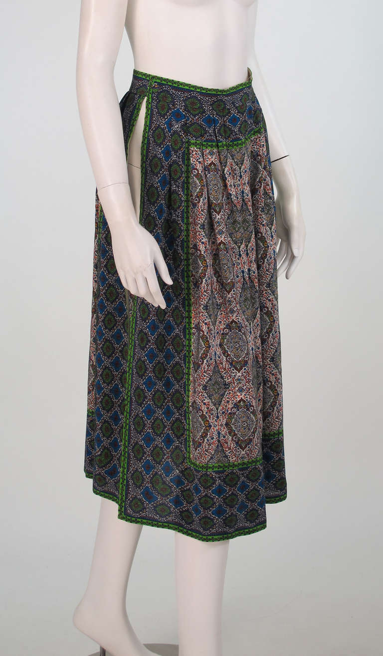 1960s J.Tiktiner mix silk print tabbard skirt 4