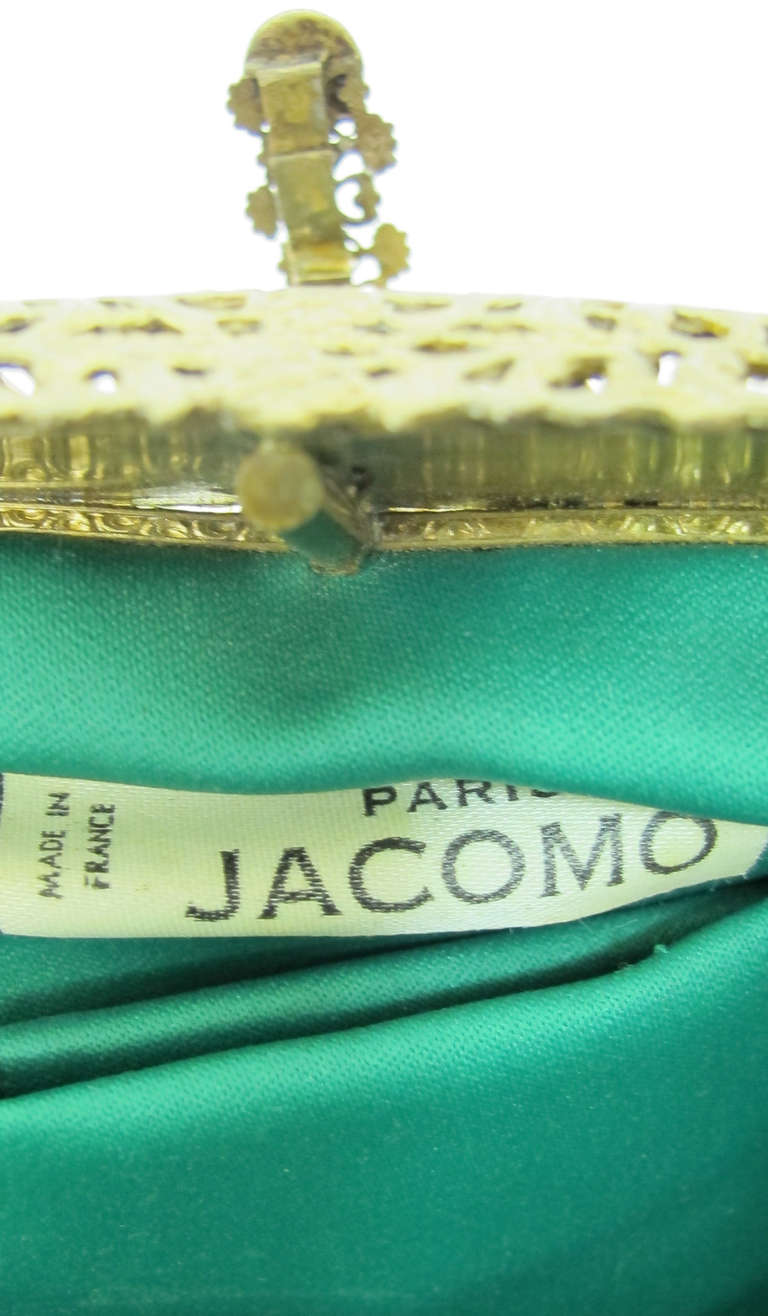 Rare 1960s Jacomo Paris jewel frame black lizard evening bag 4
