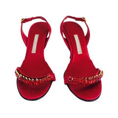 Luca Luca red silk & marquise ruby jewel evening high heel sandals 11