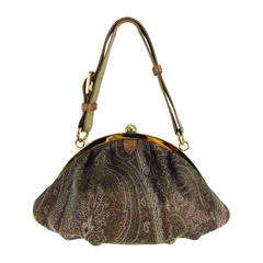 Etro metallic paisley gold frame handbag