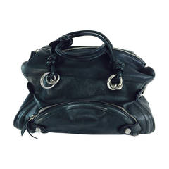 Costume National black leather double handle satchel handbag 10