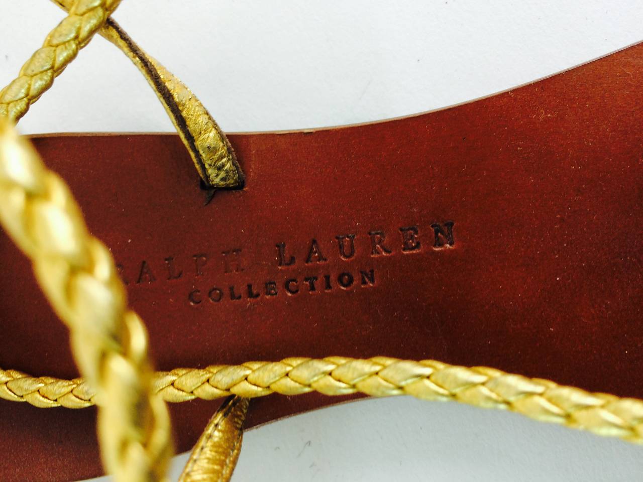 Ralph Lauren Collection gold leather gladiator sandals 4