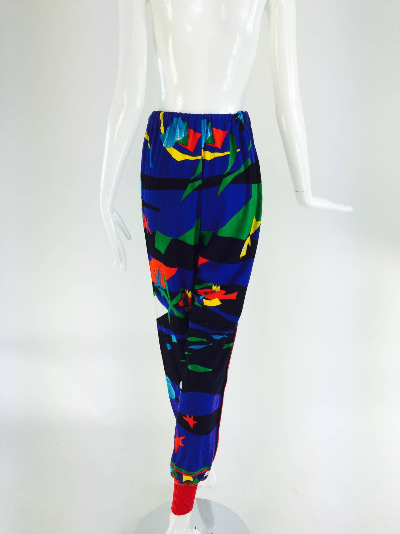 Women's Leonard Paris sea print textured cotton sport pant 1980s