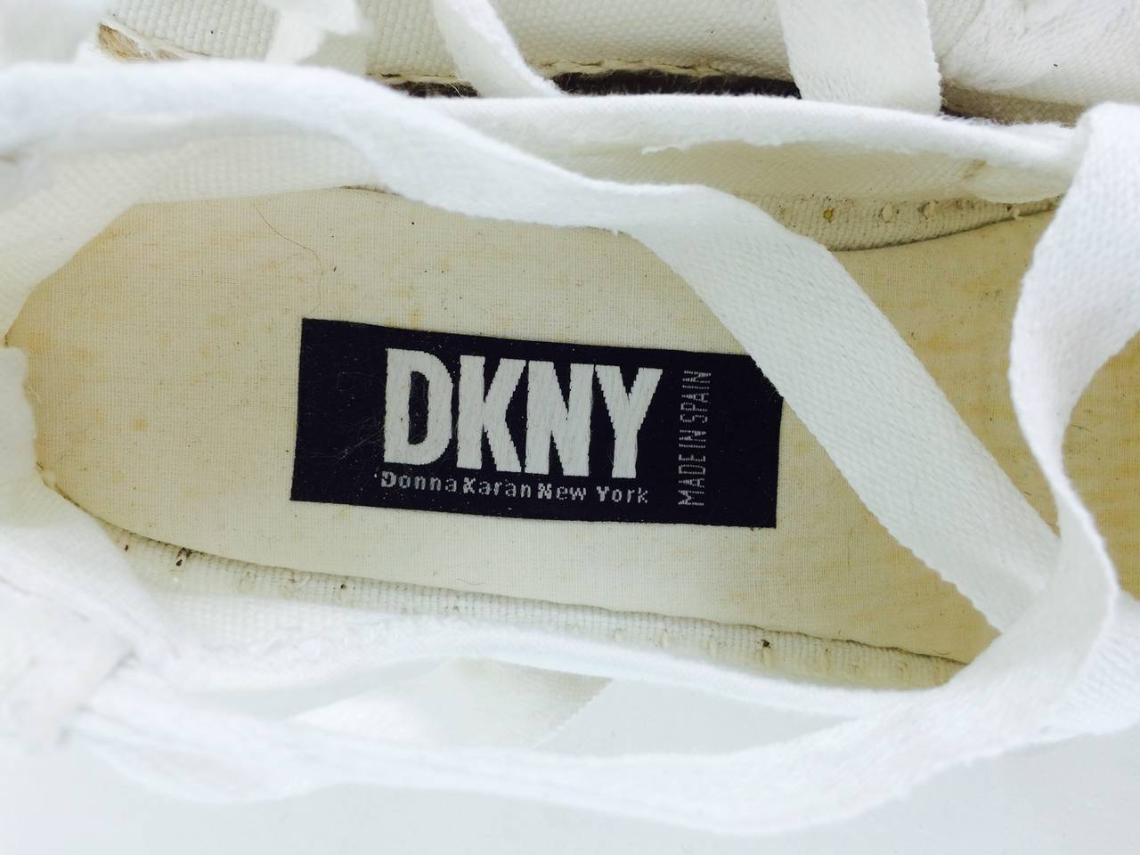 1980s DKNY white lace up wedge espadrilles unworn 9M 2