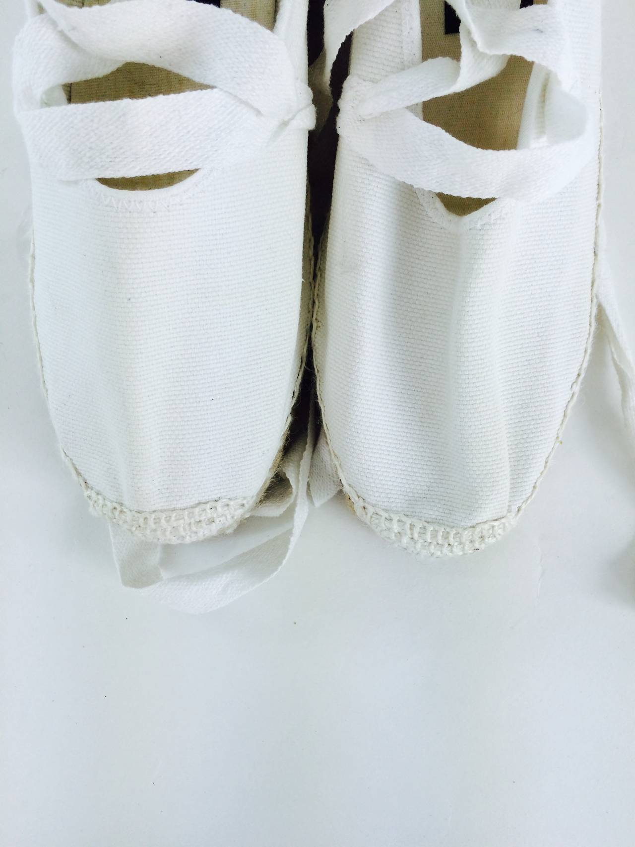 1980s DKNY white lace up wedge espadrilles unworn 9M 1