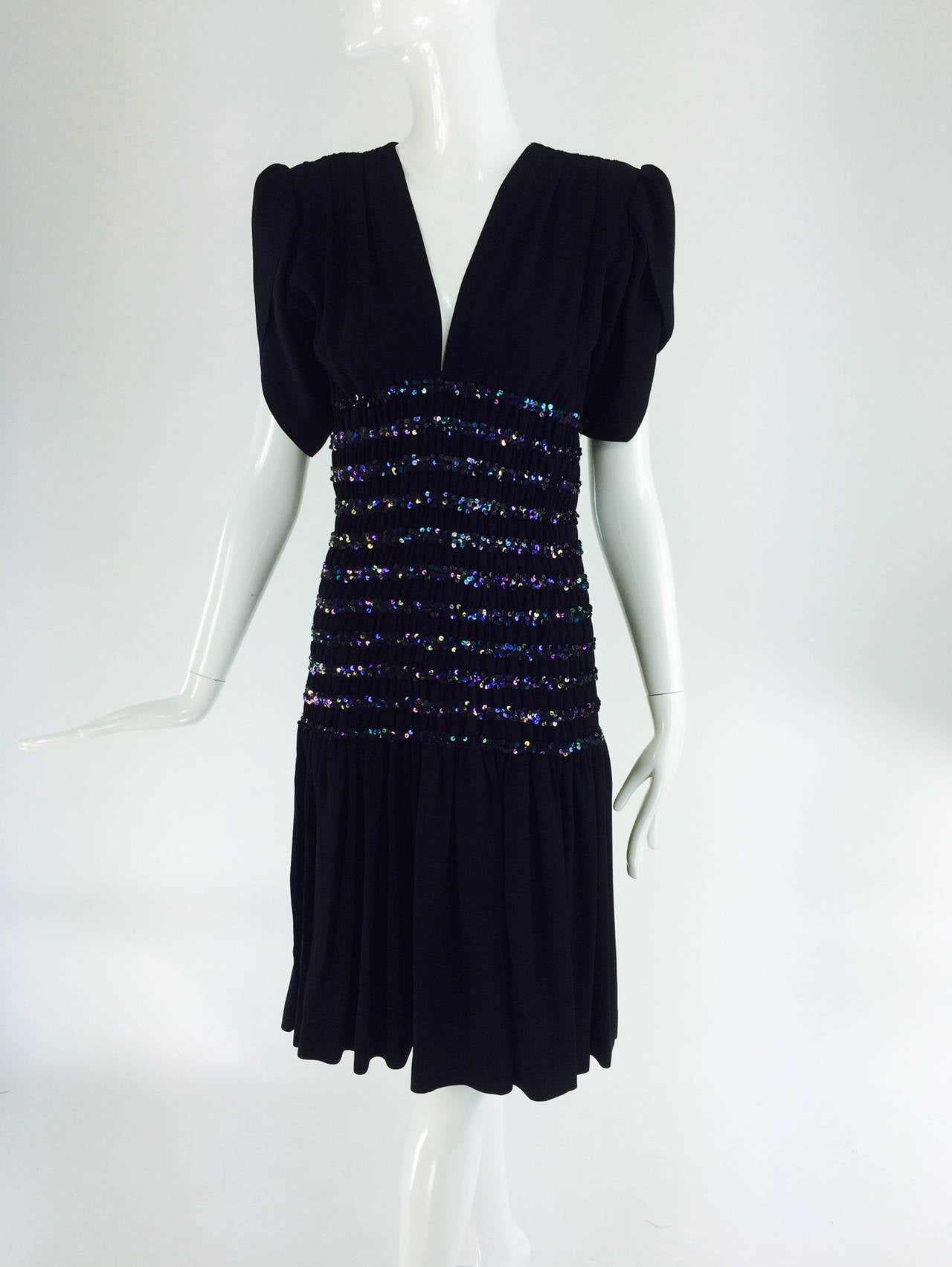 1971 Yves St Laurent Liberation collection black crepe sequin dress 3