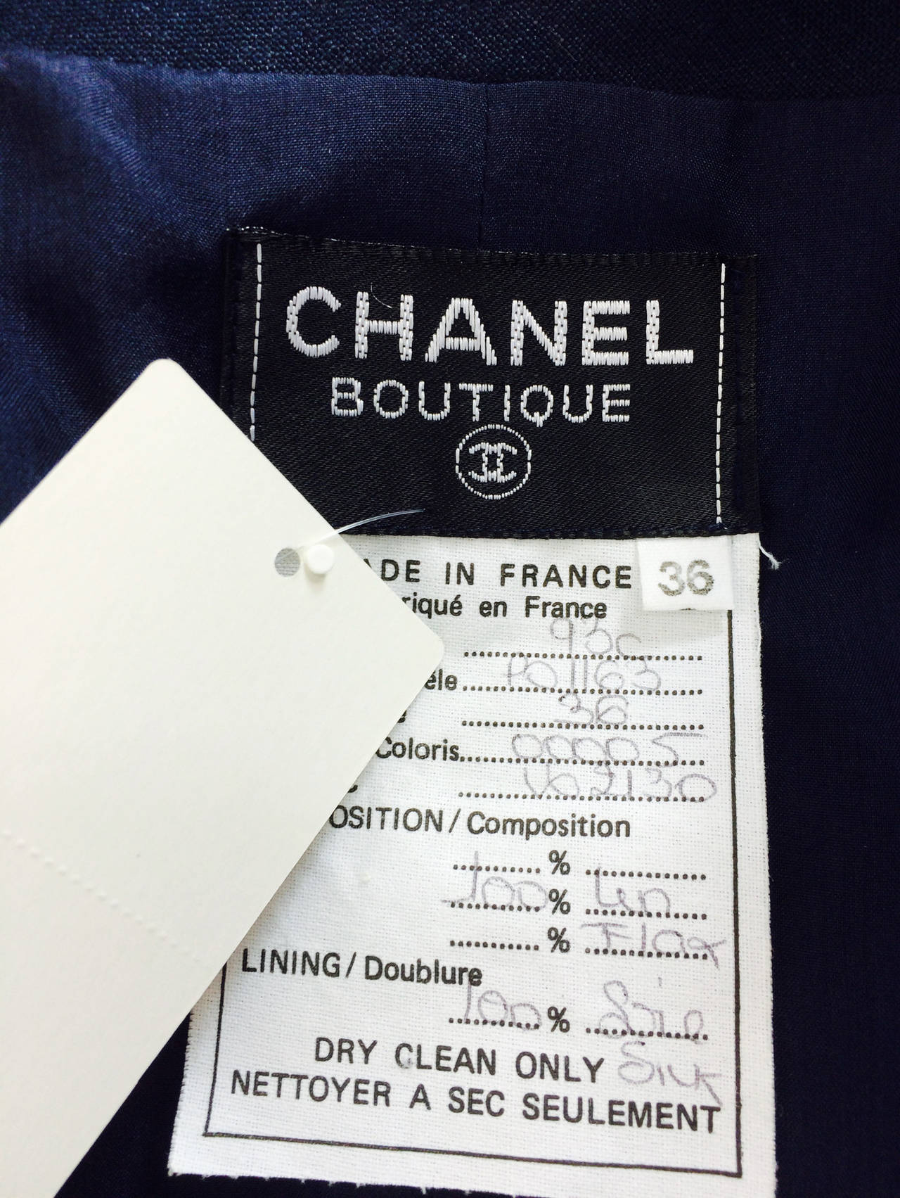 1993 Chanel black linen classic 4 pocket dress 6