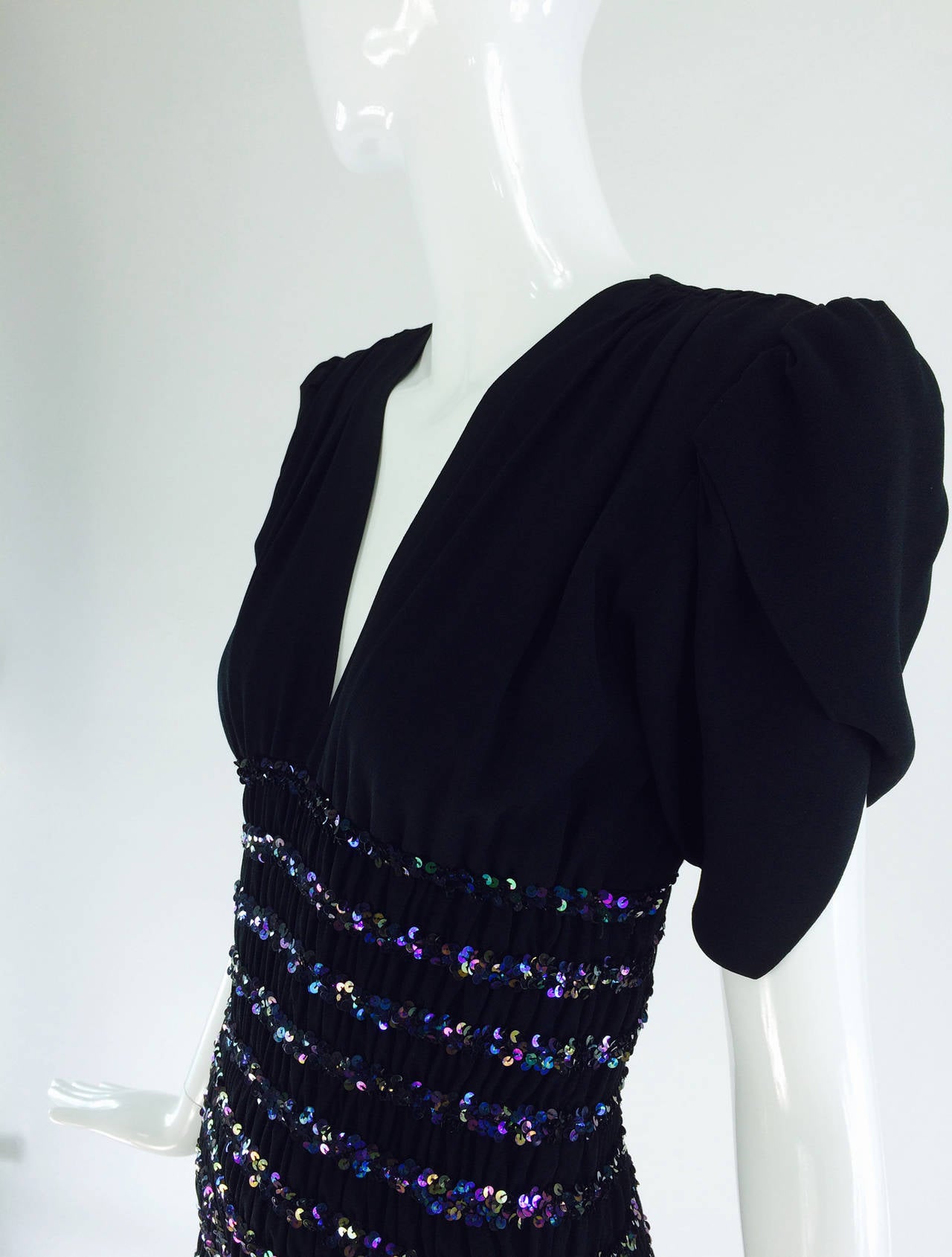 1971 Yves St Laurent Liberation collection black crepe sequin dress 2