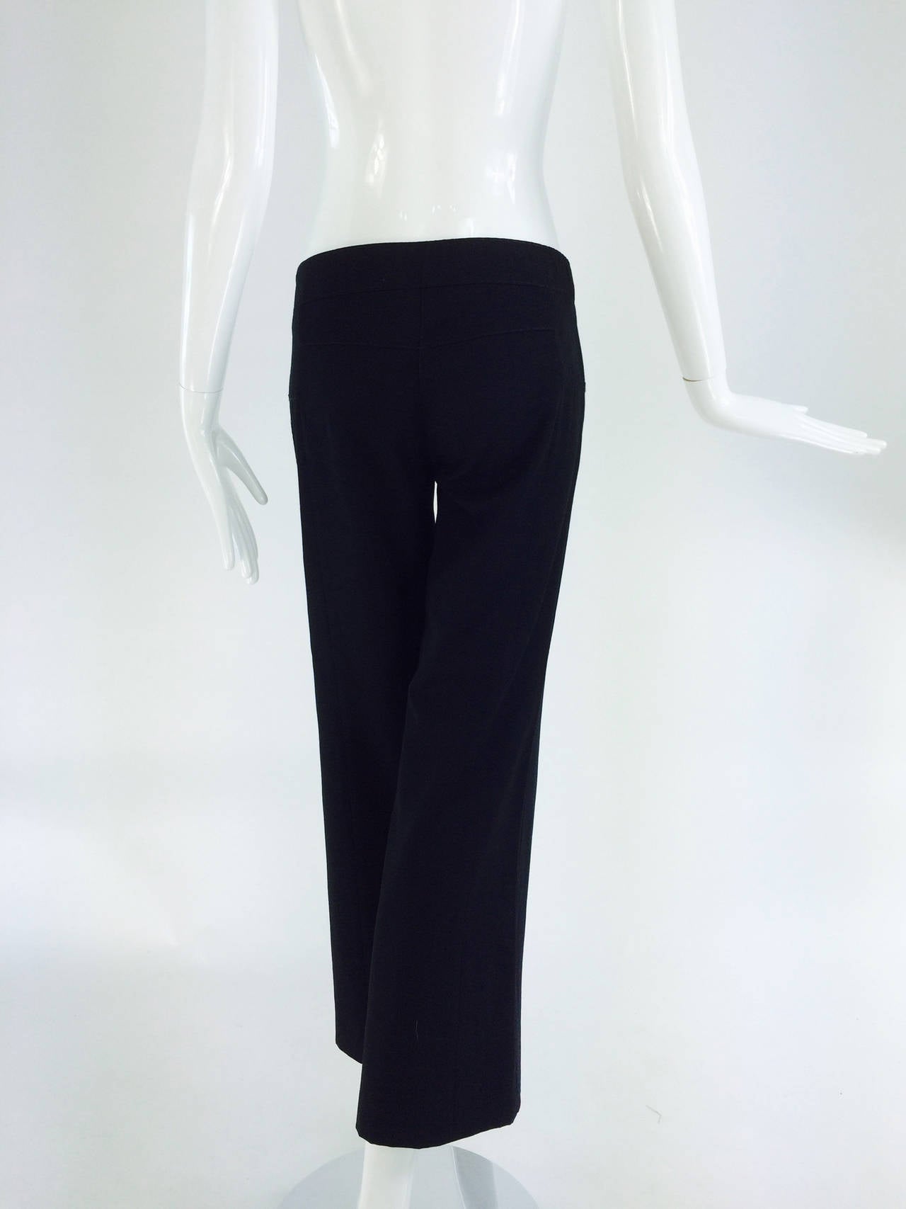 Chanel black wide leg cropped wool twill trouser 2008 For Sale 1