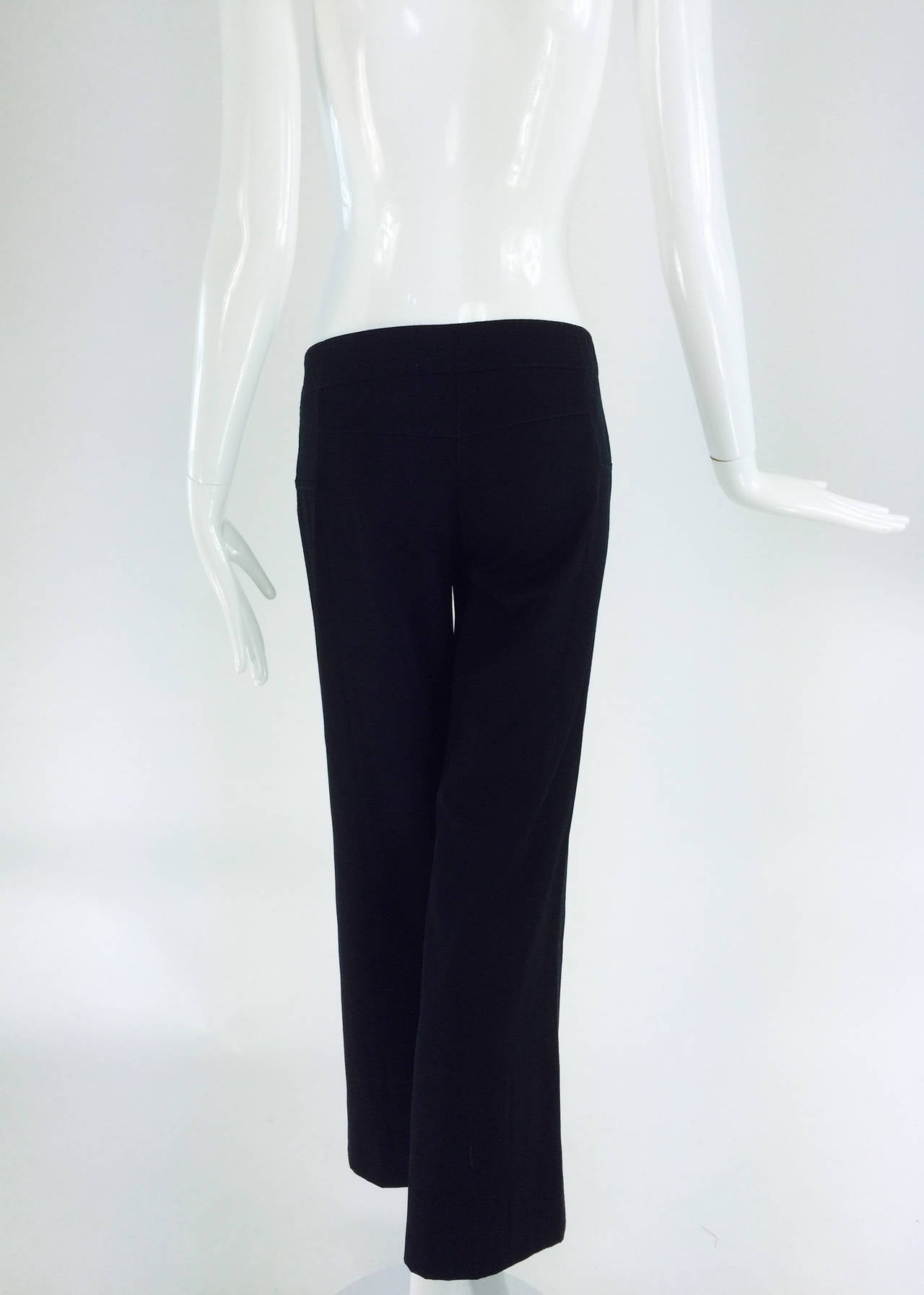 Women's Chanel black wide leg cropped wool twill trouser 2008 For Sale