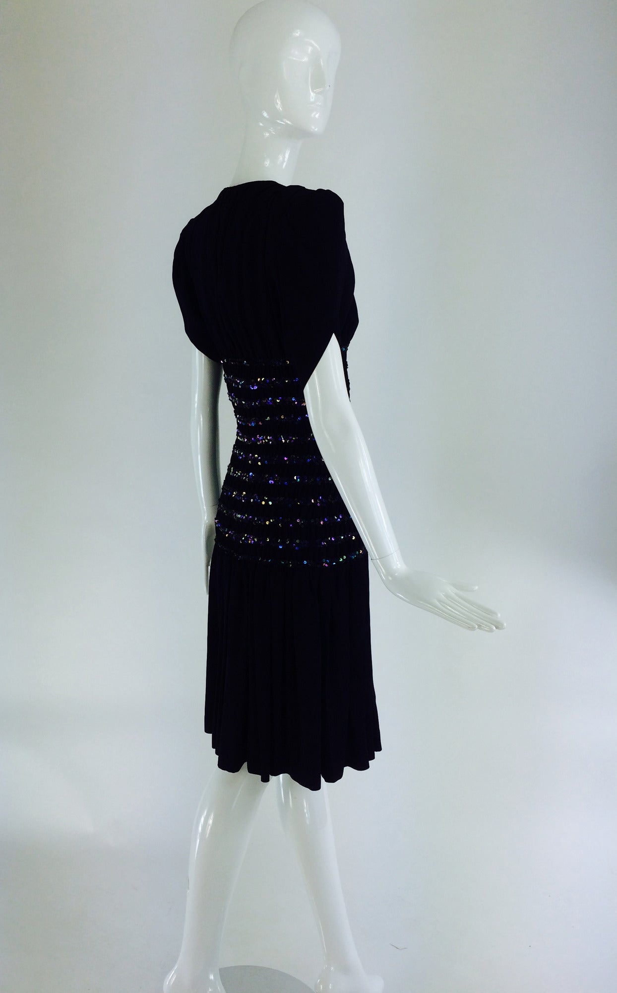 1971 Yves St Laurent Liberation collection black crepe sequin dress 4