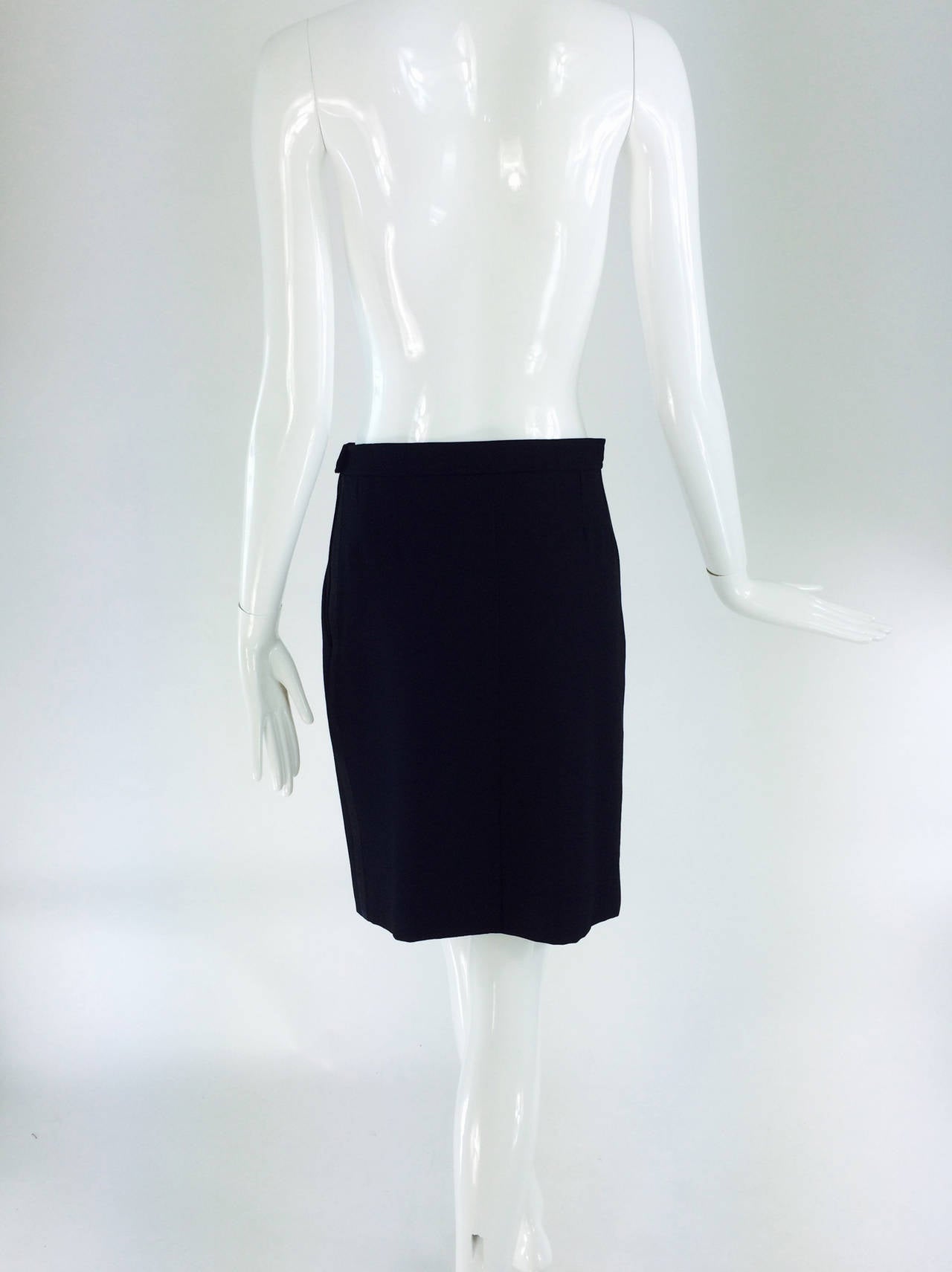 1990s Yves St Laurent black wool twill tuxedo skirt For Sale at 1stDibs