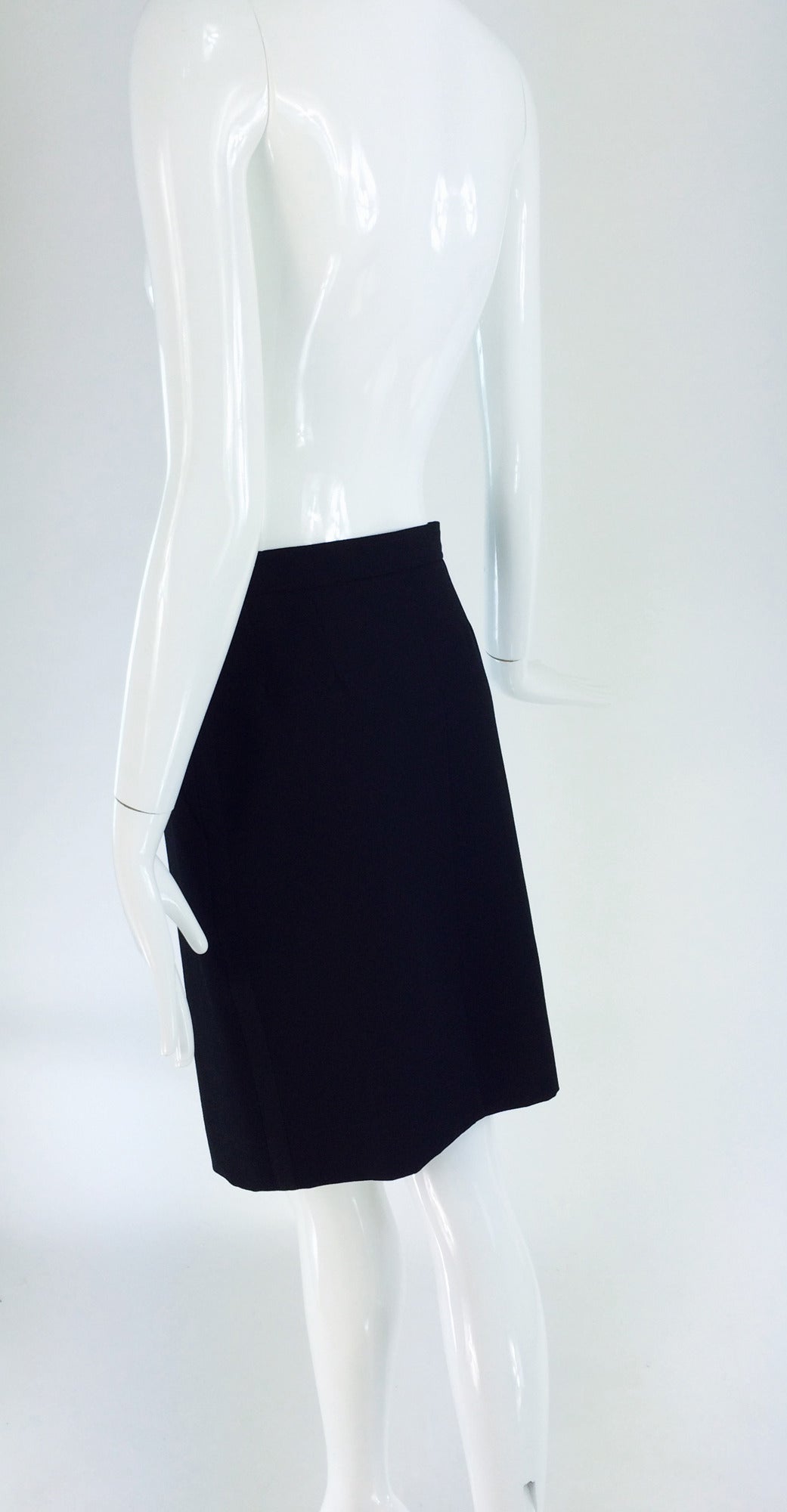 1990s Yves St Laurent black wool twill tuxedo skirt For Sale at 1stDibs