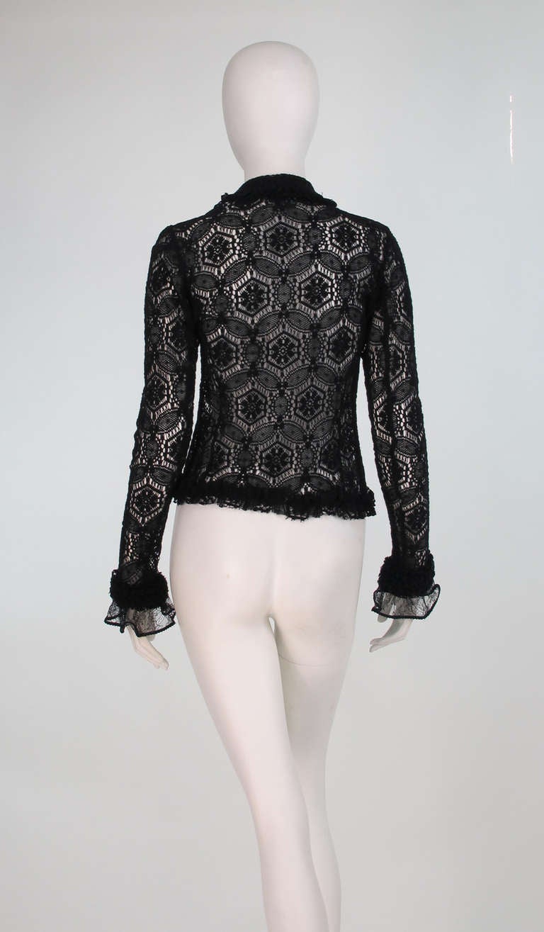 04A Chanel black lacy wool sweater 1