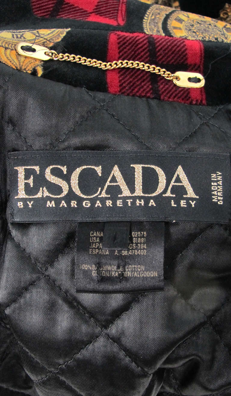 1990s Escada clock printed velvet bomber jacket 6