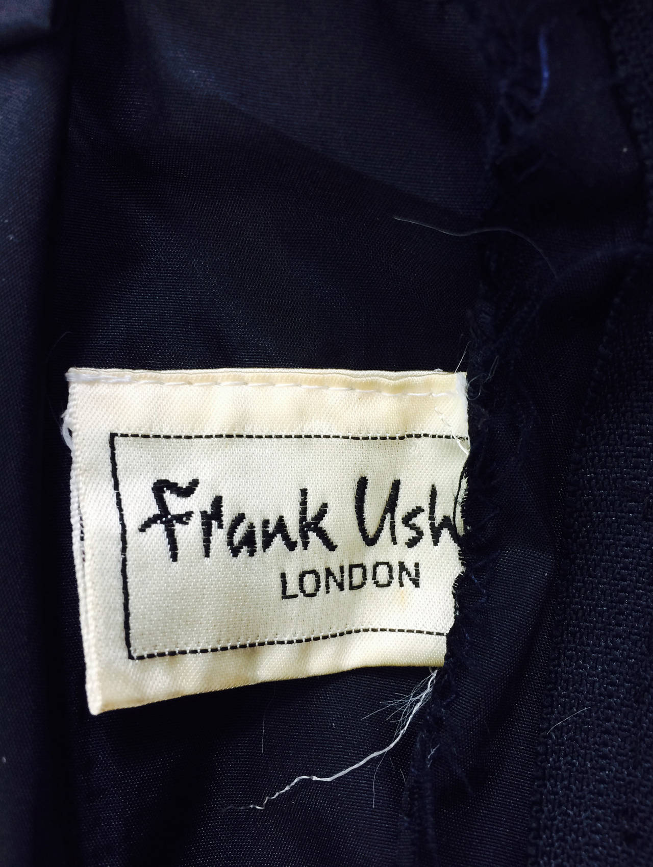 Frank Usher, London black taffeta ruffle pleat trim cocktail dress 1970s 4