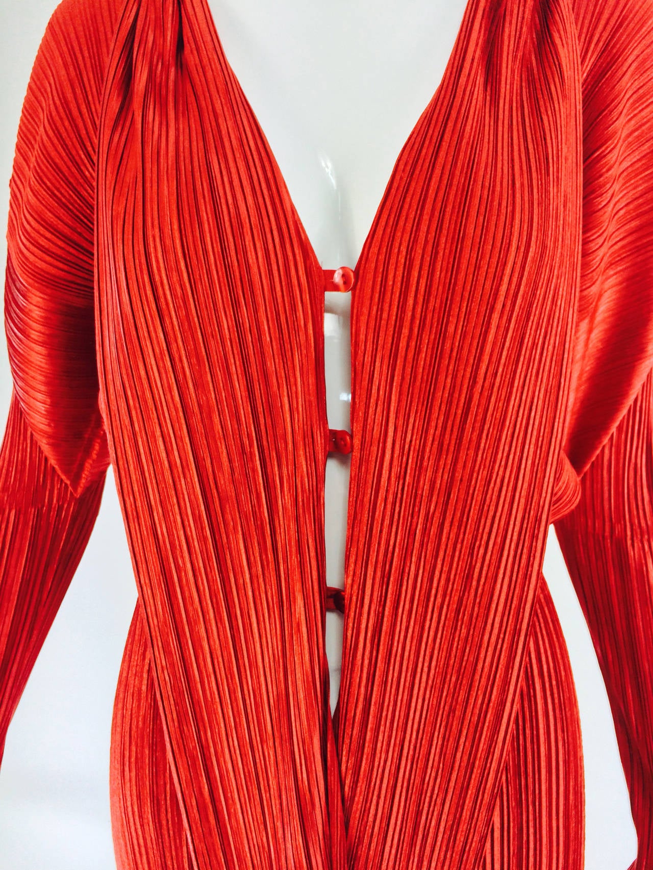 Issey Miyake pleated crimson red long jacket 5