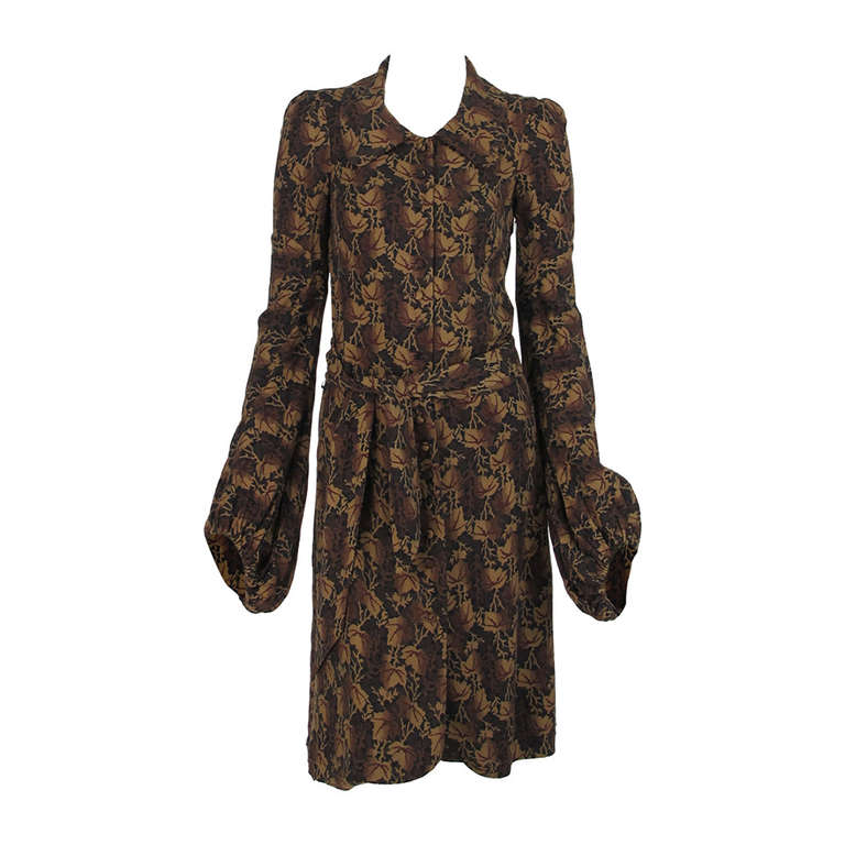 1960s Biba balloon sleeve fitted day dress