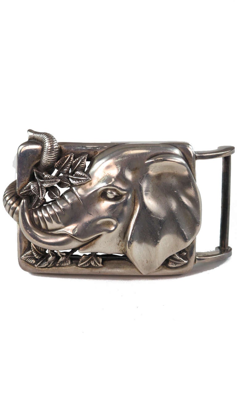 1997 Barry Kieselstein-Cord Tobar the elephant sterling silver large belt buckle...Solid 925 silver...The front and back are works of art!  This buckle will fit a belt 1 1/2