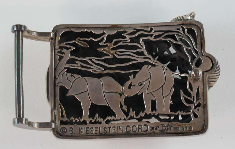 1997 Barry Kieselstein-Cord Tobar the elephant sterling silver large belt buckle In Excellent Condition In West Palm Beach, FL
