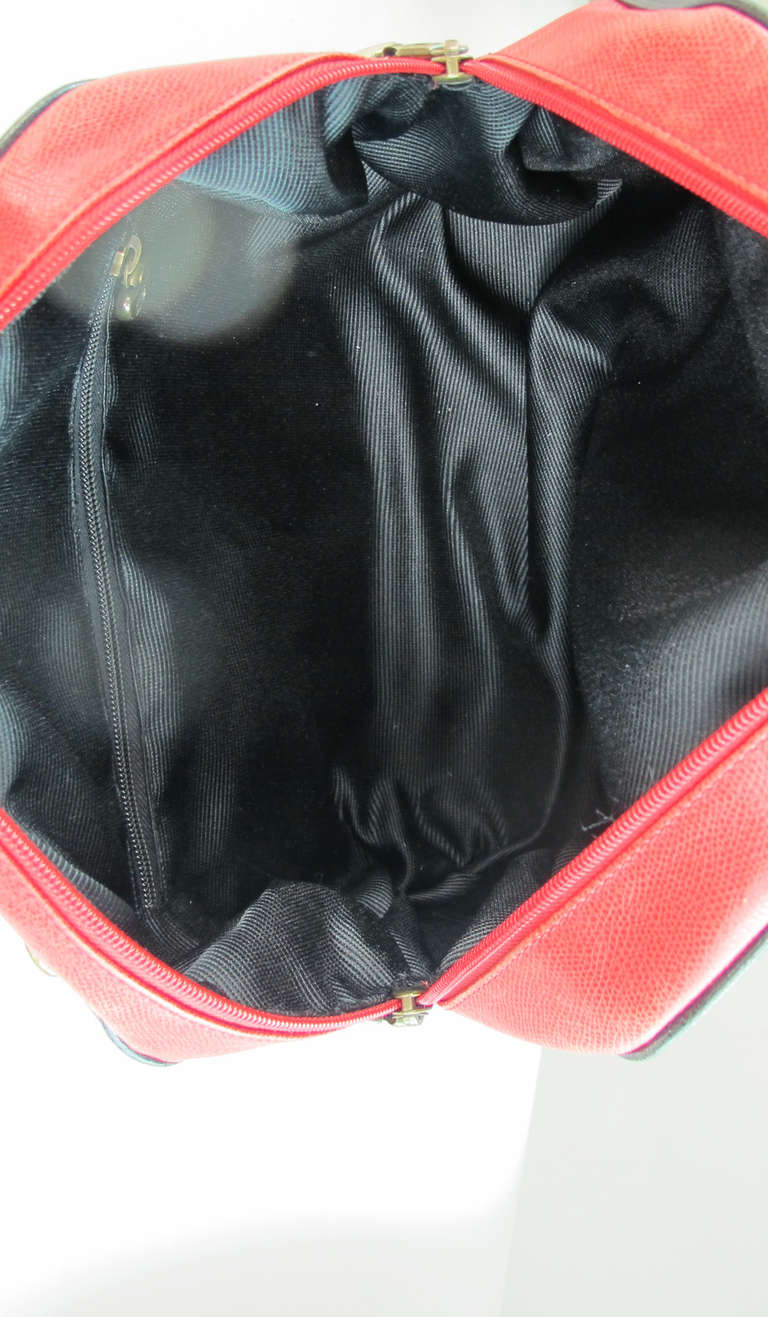 Rare 1980s Moschino Redwall applique charm leather bowler handbag 4