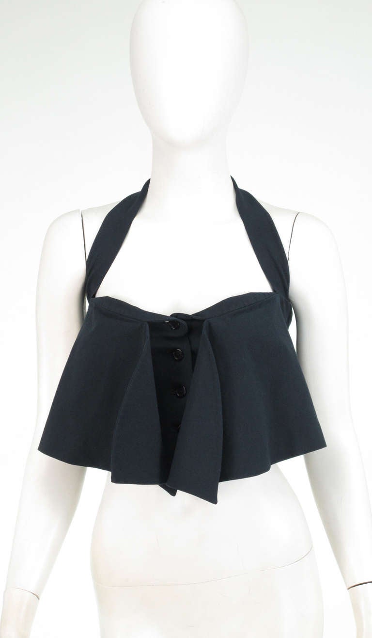 1990s Romeo Gigli black stretch cropped halter top In Excellent Condition In West Palm Beach, FL