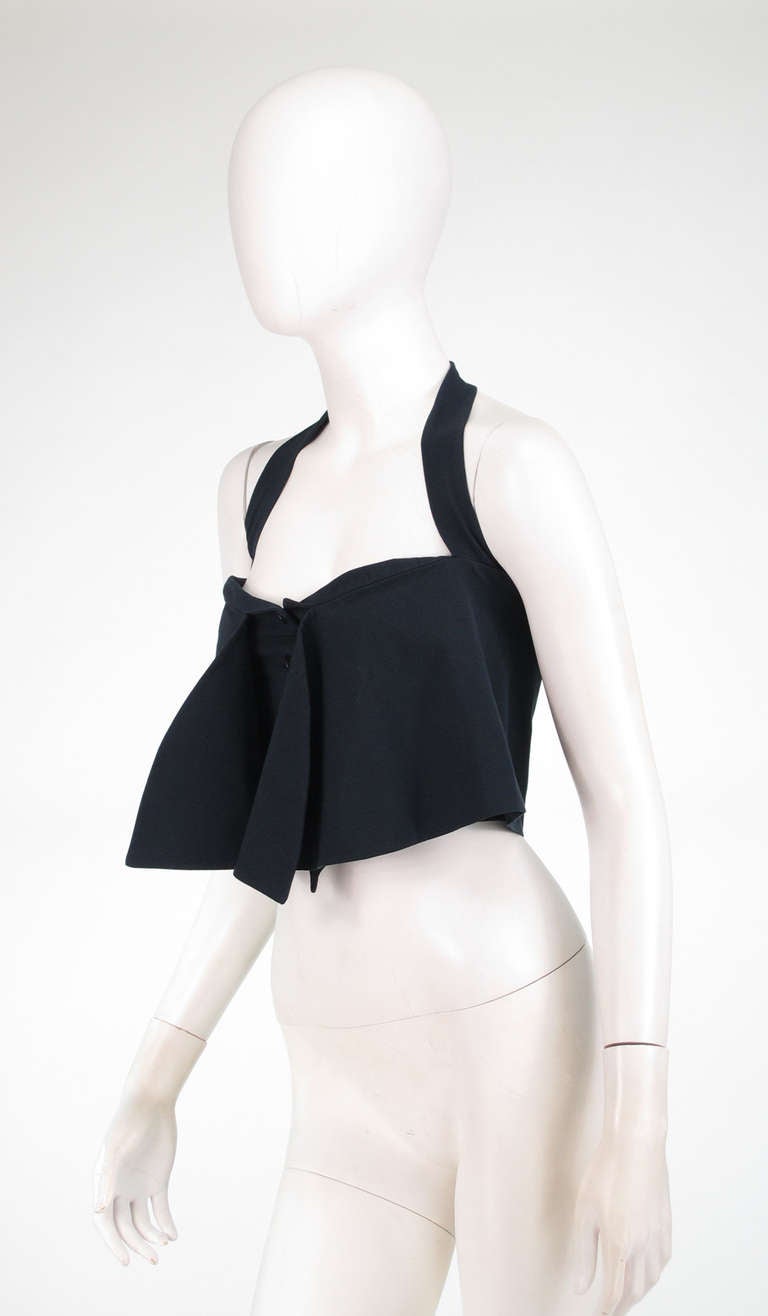 Women's 1990s Romeo Gigli black stretch cropped halter top